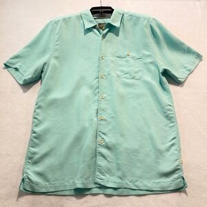 Quiksilver Waterman Collection Mens Short Sleeve Button Up Shirt Teal Size L